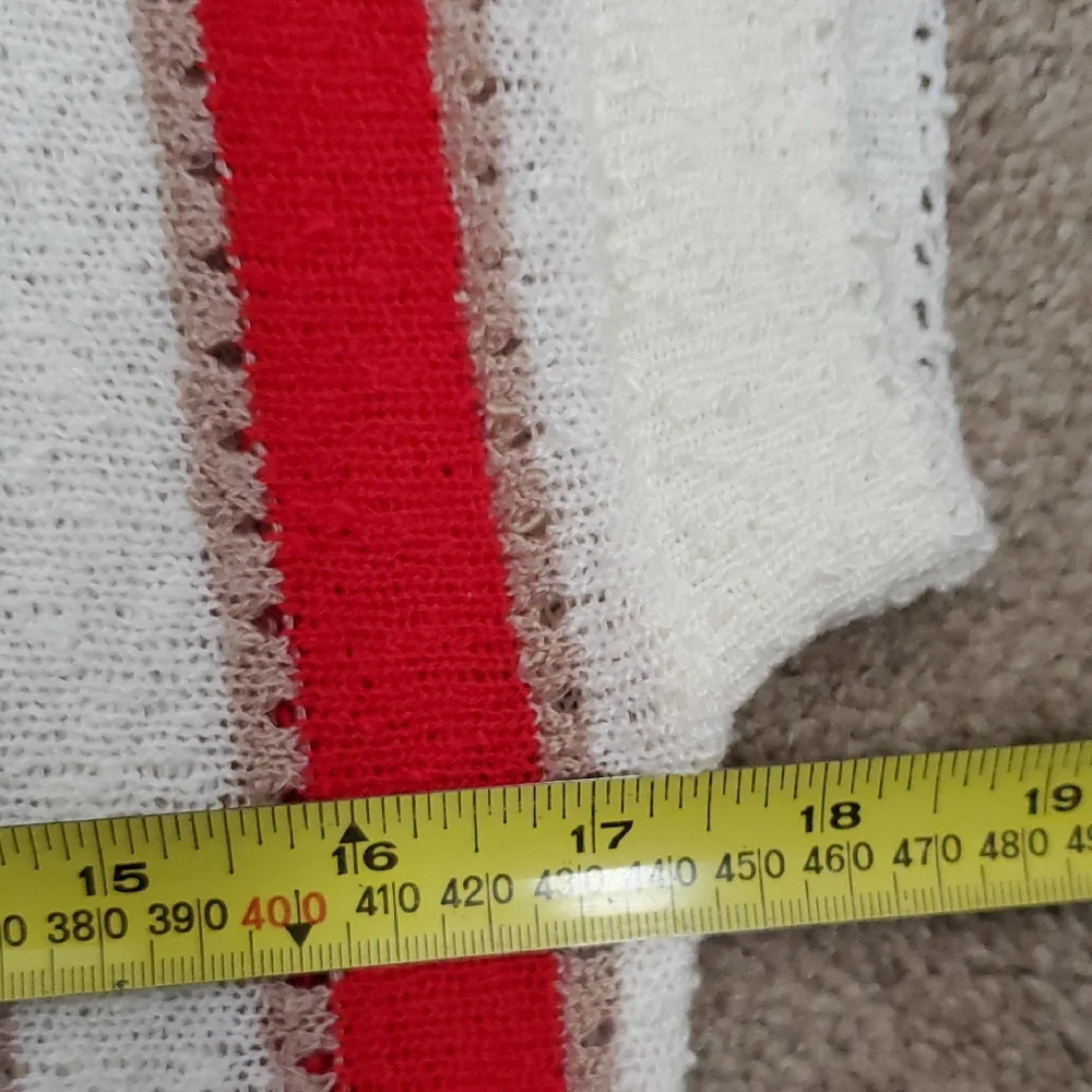 Vintage D'allaird's Cream Sleeveless Knit Sweater Top Red & Blue Stripes Sz M - Picture 9 of 11